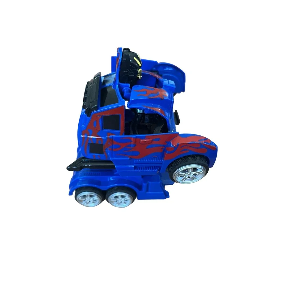 Friction Robot Truck Kids 6 Inch Blue Red Flame Good Optimus Prime Style Toy New